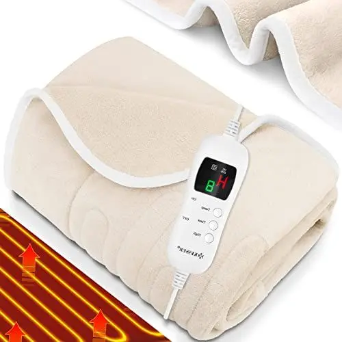 Produktbild: KESSER® Heizdecke aus Plüsch 200x180cm Braun TÜV SÜD GS geprüft | elektrische Wärmedecke mit Timer Abschaltautomatik | Kuscheldecke Decke | 9 Temperaturstufen | waschbar bis 40°C | Digitalanzeige
