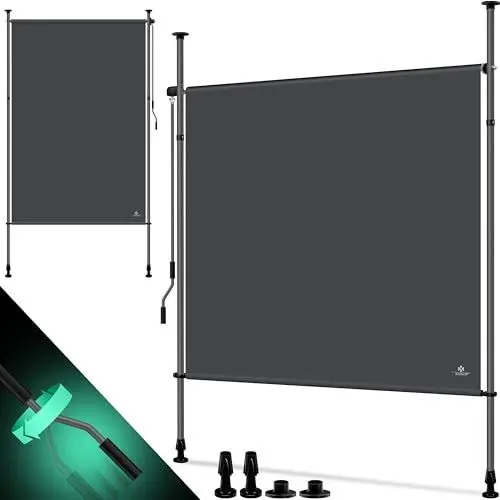 Produktbild: KESSER® Klemmmarkise Senkrechtmarkise 200x310cm Ausziehbar & Blickdicht Vertikalmarkise mit Handkurbel ohne Bohren Balkon-Sichtschutz & Windschutz für Garten & Terrasse Wasserfest Anthrazit