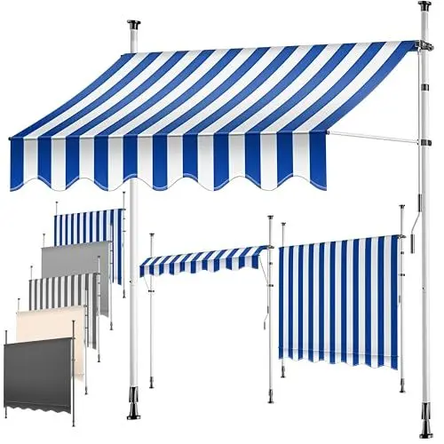 Produktbild: KESSER® Klemmmarkise mit Handkurbel Balkon | Balkonmarkise ohne Bohren | Markise UV-beständig höhenverstellbar & wasserabweisend | Sonnenschutz für Balkon Terrasse & Garten, Terrassenüberdachung 400cm
