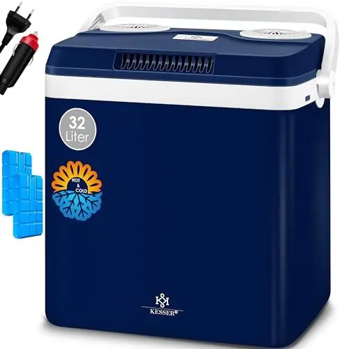 Produktbild: KESSER® Kühlbox Thermobox 32Liter | Thermo-Elektrische Kühlbox | KÜHLT und WÄRMT | 12 & 230V | Thermobox für Auto, Boot & Camping | Mini-Kühlschrank mit ECO & MAX Modus | inkl. Kühlakkus