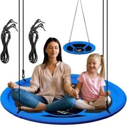 Produktbild: KESSER® Nestschaukel Tellerschaukel Hängeschaukel Rundschaukel Ø 60cm Schaukel bis 200kg belastbar verstellbar Garten-Schaukel Kinderschaukel Indoor - Outdoor-Schaukel für Kinder & Erwachsene Blau