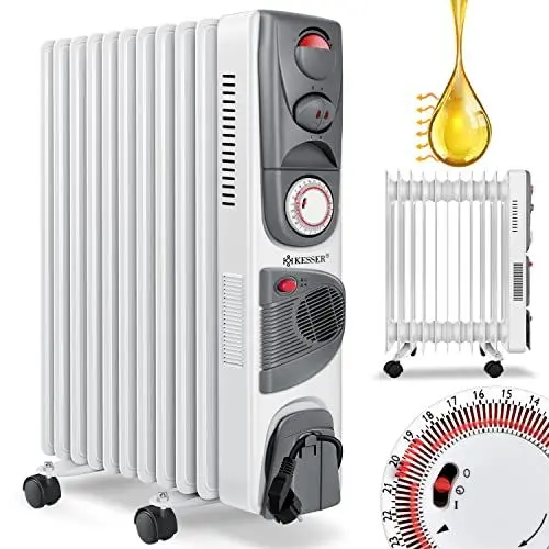 Produktbild: KESSER® Ölradiator Elektrische Heizung mit 11 Rippen 2500W + Lüfter Öl Radiator Elektroheizung Mobil Timer Abschaltautomatik stufenlose Temperaturregelung Überhitzungsschutz