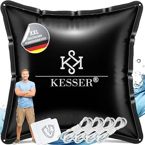 Produktbild: KESSER® Poolkissen Winter 120cm x 120cm | Poolabdeckung mit Doppelnaht Whirpools | Luftkissen Pool Abdeckung Überwinterung | Abdeckung Einbaupools Winter | PVC wasserdicht & UV-beständig mit 4X Seile