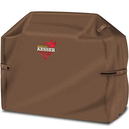 Produktbild: KESSER® Premium BBQ Grillabdeckung Gasgrill Grillhaube Abdeckung Wetterfest - für Weber, Brinkmann, Char Broil Grill Abdeckhaube Schutzhülle | 600D Oxford- Gewebe Reißfest | 147x61x122cm | Braun