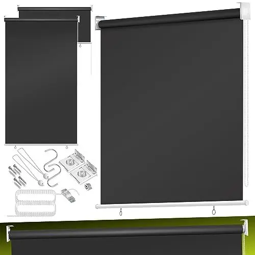Produktbild: KESSER® Senkrechtmarkise Vertikalmarkise Balkonmarkise 140 x 240 cm Sichtschutz Sonnenschutz Seitenrollo Beschattung, Balkonrollo Stabil und wetterbeständig, für Balkon, Terrasse, Garten, Anthrazit