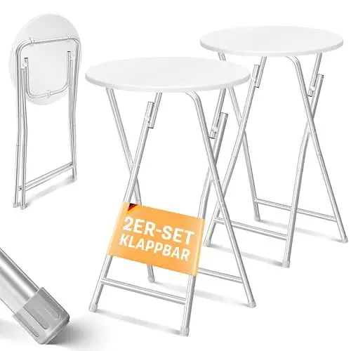 Produktbild: KESSER® Stehtisch 2er Set Bistrotisch mit PVC-Platte | Wetterbeständiger Klapptisch | 60cm / 110cm | Partytisch Tisch rutschfest | In- & Outdoor | Hochzeit Empfangstisch 4 Standfüße pulverbeschichtet