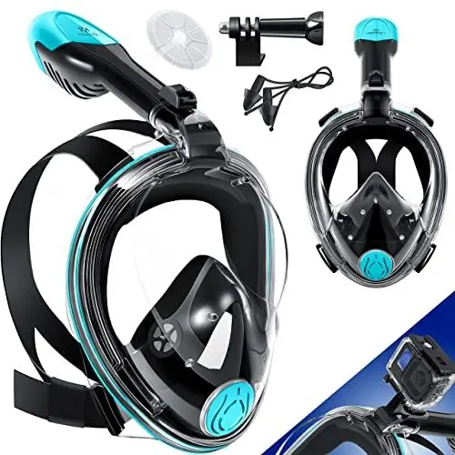Produktbild: KESSER® Tauchmaske Vollgesichtsmaske, Faltbare Schnorchelmaske Vollmaske Inkl. Kamerahaltung Müheloses Atmen, Kein Beschlagen, Kein Eindringen von Wasser, 180° Sichtfeld für Kinder und Erwachsene