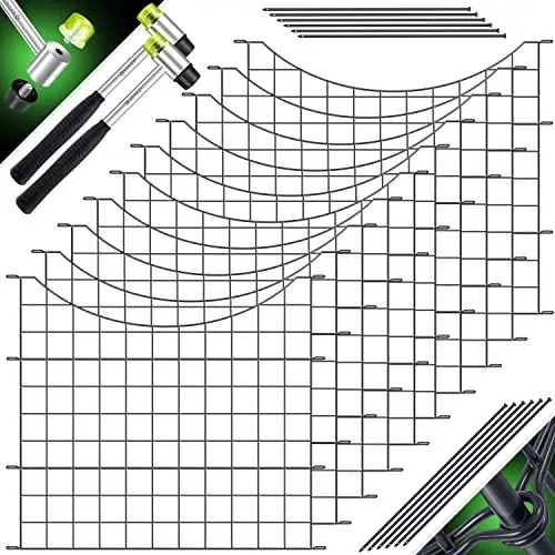 Produktbild: KESSER® Teichzaun Gartenzaun Steckzaun Komplettset Metall 10x Unterbogen Rund Inkl. Handschuhe, 2x Hammer + 12 Befestigungsstäben, Zaun zum stecken für Garten, Gitterzaun Set Freigehege für Tiere