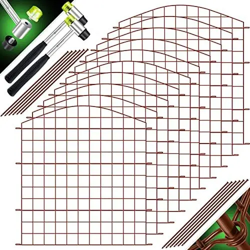 Produktbild: KESSER® Teichzaun Gartenzaun Steckzaun Komplettset Metall 10x Oberbogen Rund Inkl. Handschuhe, 2x Hammer + 12 Befestigungsstäben, Zaun zum stecken für Garten, Gitterzaun Set Freigehege für Tiere