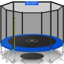 Produktbild: KESSER® Trampolin Ø 305 cm | TÜV SÜD GS Zertifiziert | Komplettset mit Sicherheitsnetz, Leiter, Randabdeckung & Zubehör | Kindertrampolin Gartentrampolin Belastbarkeit 150 kg, Blau