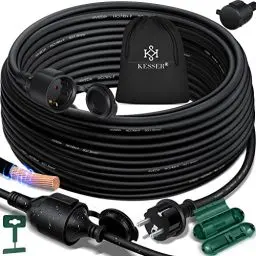 Produktbild: KESSER® Verlängerungskabel 50m mit Schutzkappe Outdoor - für Innenbereich Außenbereich - Verlängerung Stromkabel – 230 V IP44 - mit Schuko Stecker - Schutzkontakt Baustellenkabel Schutzkontaktstecker