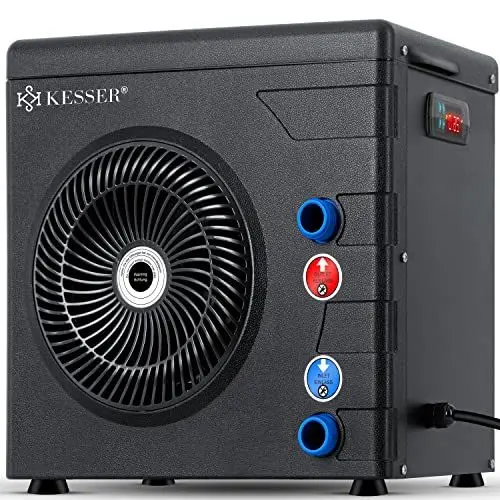 Produktbild: KESSER® Wärmepumpe für Pools Schwimmbecken bis 20.000 l Wasserinhalt, Pool Heizung Heizleistung 3,9 kW, 220V Betriebsspannung Wasseranschluss Ø 32/38 mm Durchflusssensor Digitalsteuerung, Schwarz