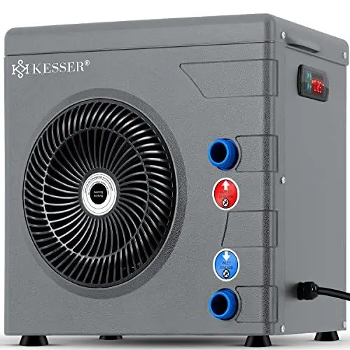 Produktbild: KESSER® Wärmepumpe für Pools Schwimmbecken bis 20.000 l Wasserinhalt, Pool Heizung Heizleistung 3,9 kW, 220V Betriebsspannung Wasseranschluss Ø 32/38 mm Durchflusssensor Digitalsteuerung, Grau