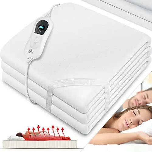 Produktbild: KESSER® Wärmeunterbett 150x80cm mit Abschaltautomatik Fernbedienung | Heizdecke mit 3 Temperaturstufen | Wärmebettunterlage fürs Bett Matratzenheizung | Wärmedecke aus weichem Vlies Heizkissen Weiß
