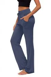 Produktbild: KESSER Yogahose Jogginghose Damen mit Taschen Freizeithose Straight Leg Modal Sporthose Kordelzug Damenmode Culotte Lounge Running Lang Frauen Hose Navy XL