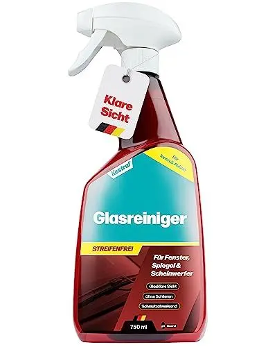 Produktbild: KESTRAL Auto Glasreiniger - Streifenfreie Reinigung ohne Schlieren - Für Innen & Außen - Glasklare Sicht für Fenster, Spiegel & Scheinwerfer - Made in Germany