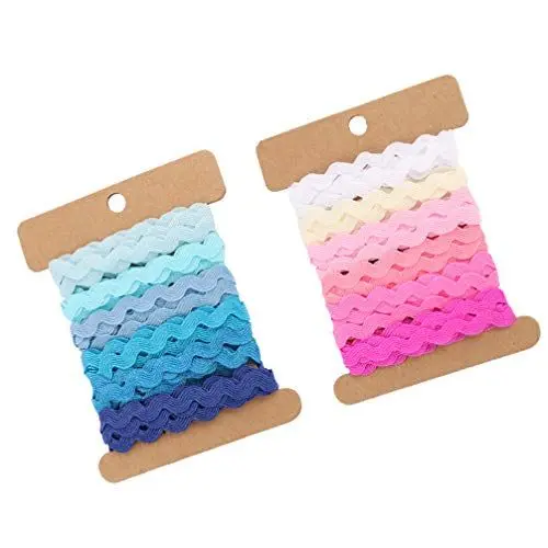 Produktbild: KESYOO 8mm RIC Rac Trim Band Regenbogen Band Zackenlitze Band zum Basteln Elastisches Band Gummiband Nähband Kordelspule für DIY Handwerk Geschenke Verpackung 2 Stück