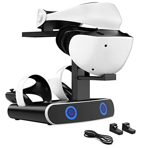 Produktbild: Keten Play-Station VR2 Controller Ladestation Ladestation mit Typ-C Adapter, Dual PS VR2 Controller Ladeständer, PS-5 Zubehör mit Headset-Halterung, LED-Anzeige