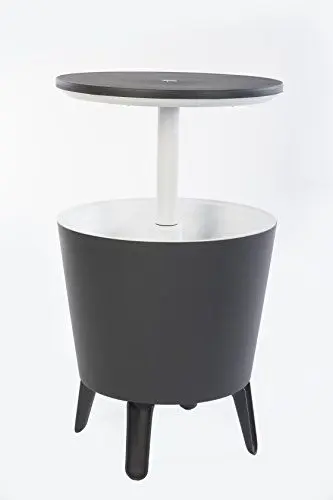 Produktbild: Keter Cool Bar, grau/weiß, Cocktailtisch, Beistelltisch inklusive Kühlbox-Funktion, wetterfest, Platz für bis 42 Getränkedosen