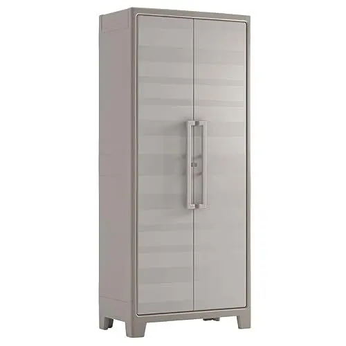 Produktbild: Keter Gulliver Kunststoffschrank hoch, beige, 80 x 44 x 182 cm, inkl. Einlegeböden, für drinnen und draußen geeignet, UV- und wasserbeständig (IPX3)