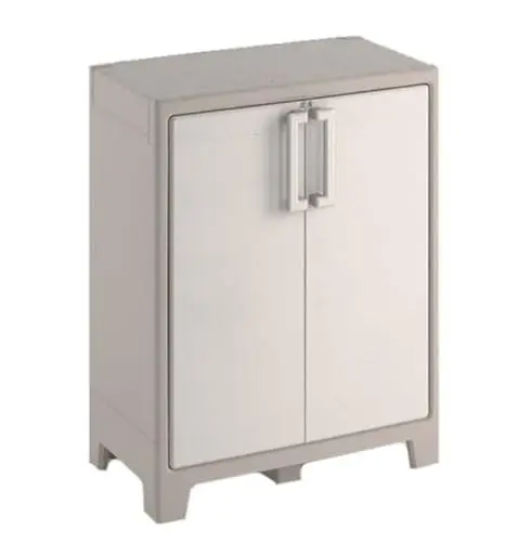 Produktbild: Keter Gulliver Kunststoffschrank niedrig, beige, 80 x 44 x 100 cm, inkl. Einlegeböden, für drinnen und draußen geeignet, UV- und wasserbeständig (IPX3)
