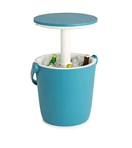 Produktbild: Keter Kühlbox Go Bar, mobiler 2-in-1-Getränkekühler und Serviertisch, ausziehbar, blau, wetterfest