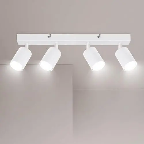Produktbild: Ketom Deckenstrahler 4 Flammig - GU10 Deckenstrahler LED Weiß - Modern Deckenlampe Strahler - 43cm/17inch, Ohne Leuchtmittel