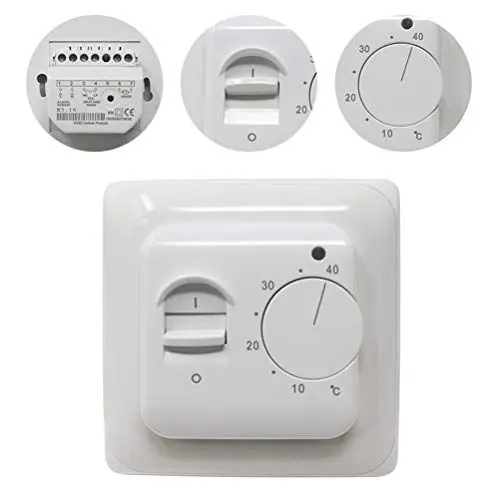 Produktbild: KETOTEK Manuell Raumthermostat Fußbodenheizung Elektrisch Regler mit Fühler 230V 16A, Mechanisch Thermostat Fussbodenheizung Elektrische Fusbodenheizungsregler Unterputz 220V