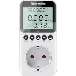 Produktbild: KETOTEK Stromzähler für Steckdose, Energiekostenmessgerät Strommessgerät mit LCD Bildschirm, Stromverbrauchsmesser, Stromzähler für Zuhause, Überlastsicherung 3680W