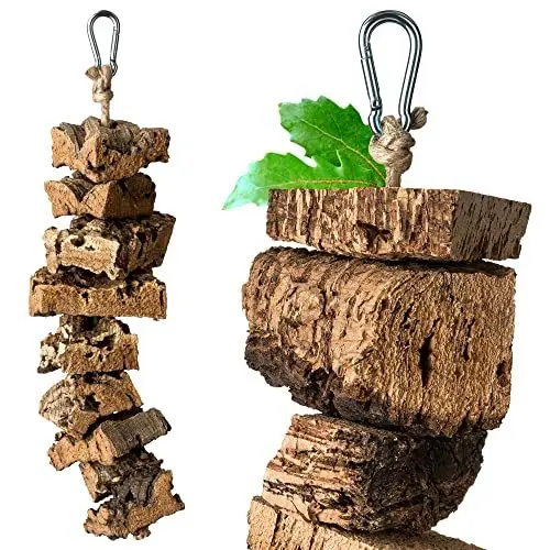 Produktbild: Kette zum Knabbern aus Korkrinde | 25cm | Spielzeug für Vögel | Naturmaterial Kork