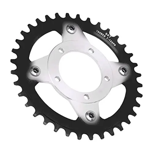Produktbild: Kettenblatt und Adapter für Elektrofahrräder, 36 Zähne, 104 BCD-Motor, Kettenblatt mit Mittlerem Antrieb, Spinnenketten-Umrüstsatz für BBS01 BBS02 (Schwarz)