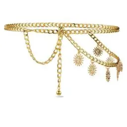 Produktbild: Kettengürtel Gold für Damen, Einstellbar Metall Taillenkette Sonnenanhänger Deko Taillengürtel Accessoires Damen Goldener Gürtel Gold Hüftkette