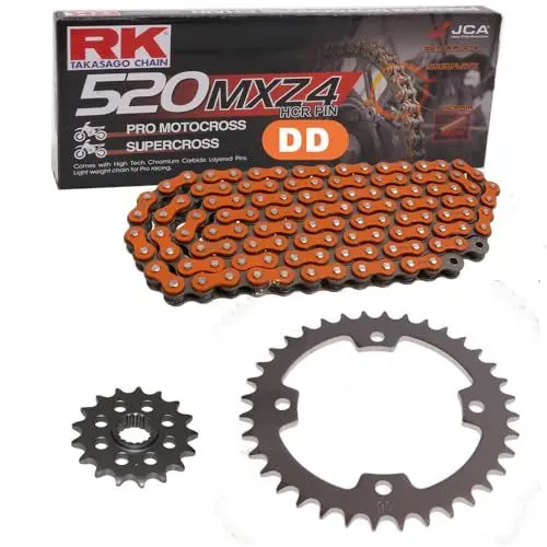 Produktbild: Kettensatz geeignet für Polaris Predator 500 05-07 Kette RK DD 520 MXZ4 94 offen ORANGE 14/38