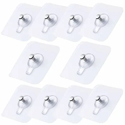 Produktbild: Kettion 10 Stück Bilderhaken Selbstklebend, Transparent Bilder Klebehaken Bildaufhängung Ohne Bohren, Selbstklebende Bildaufhänger für Bilder, Poster, Fotos, Dekorative Gemälde