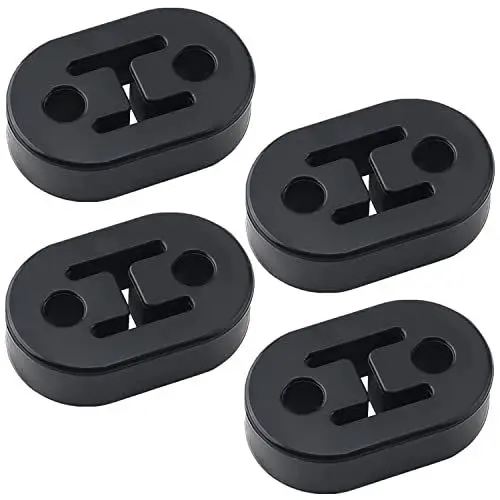 Produktbild: 4 Stücke Auto Auspuff Aufhänger, Auto Auspuffhalter, Auto Gummi Auspuff, Universal Auto Gummi Auspuff Halterung für alle Fahrzeuge geeignet 2 Löcher 12mm - Schwarz