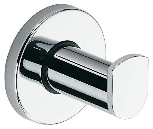 Produktbild: Keuco Handtuchhaken aus Metall, hochglanz-verchromt, rund, für Badezimmer und Gäste-Toilette, Wandhaken für Handtücher und Bademäntel, Plan