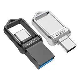 Produktbild: KEXIN 64GB USB C Stick 2 Stück Dual USB Stick 3.0 2-in-1 OTG Typ C Flash-Laufwerk Mini Speicherstick USB 3.0 Stick für USB C Handy Android, PC, Auto, TV (2er Pack, Schwarz Silver)