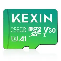 Produktbild: KEXIN Micro SD Karte 256GB MicroSDXC UHS-I Speicherkarte 256GB + SD Adapter, A1, V30, U3, Class 10, Full HD MicroSD Karte 256 GB Micro SD Card für Smartphones, Actionkameras, Drohnen, Tablet