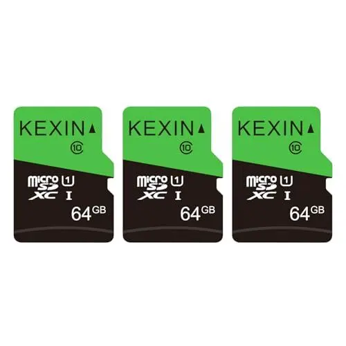 Produktbild: KEXIN Micro SD Karte 64GB 3er Pack, Speicherkarte Micro SD mit Adapter, UHS-I, U1, A1, C10 Microsdxc SD Karte 64 GB für Kamera, Smartphone, Monitor