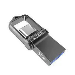 Produktbild: KEXIN USB Stick 32GB, USB C Stick Speicherstick OTG Flash Drive USB 3.0 Dual Memory Stick Pen Drive Wasserdicht Flash Laufwerk mit Schlüsselanhänger für PC Laptop Tablet TV Auto USB C Handy Schwarz