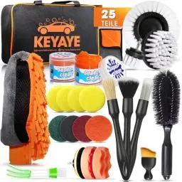 Produktbild: KEYAYE Auto Reinigungsset, 25 Pcs Autopflege Set, Auto Waschen Set Auto Putz Set mit Detailing Pinsel für Auto Reinigung Innenraum und Außen, Lüftungsschlitz, Motor, Rädern, Haushaltsreinigung