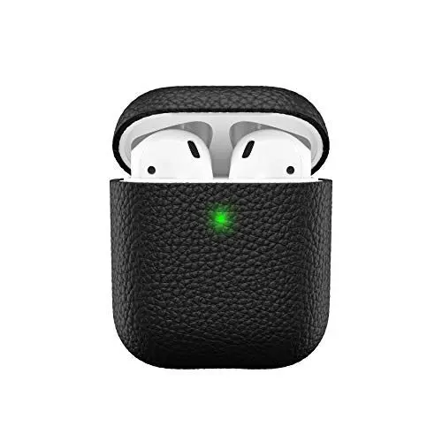 Produktbild: Keybudz Artisan Leder Schutzhülle für Apple AirPods Case, Etui Hülle, Echtleder, Kopfhörer Ohrhörer Zubehör Ladecase, schwarz