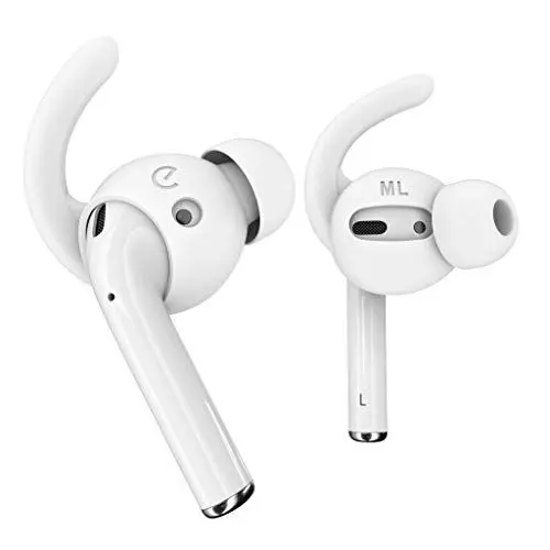 Produktbild: Keybudz EarBuddyz Ultra In-Ear Anti-Rutsch Silikon Ohrhörer Aufsatz für Apple AirPods, EarPods Kopfhörer Ohrhörer Zubehör, Ohrhaken Ohrbügel, rutschfest, Sport, weiß