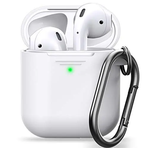 Produktbild: Keybudz Elevate Schutzhülle mit Karabiner für Apple AirPods Case, Etui Hülle, Kopfhörer Ohrhörer Zubehör Ladecase, weiß