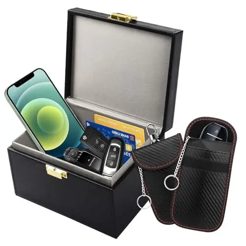 Produktbild: Keyless Go Schutz Autoschlüssel Box,RFID Blocker Schlüsselbox,Autoschlüssel Hülle,Faraday Bag und Box für Autosicherheit, Anti-Diebstahl-Fernbedienung für schlüssellosen Zugang,Signal-Blockierkäfige