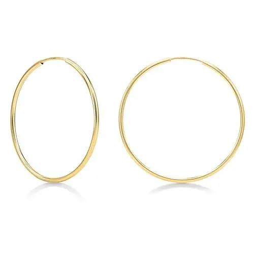 Produktbild: KEZEF 1mm OHRRINGE GOLD CREOLEN | Elegante dünne Creolen | 14KGold Hoop Earrings | GOLD OHRRINGE DAMEN & Mädchen | Hypoallergene | Groß, Klein & Mini 10-30mm Durchmesser | Ohrringe Gold 585 Vergoldet