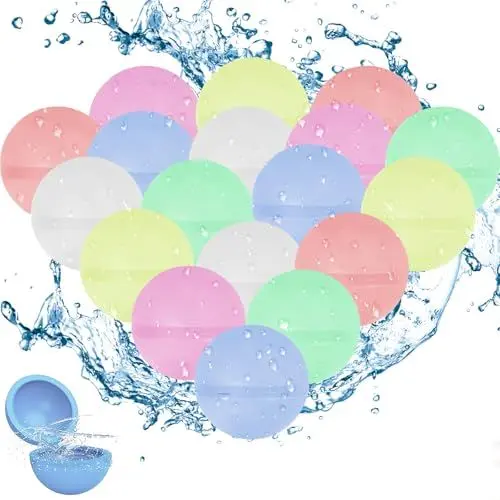 Produktbild: Kezidhp 18 Stück Wasserbomben Wiederverwendbar, Wasserbomben Selbstschließend, Schnelles Befüllen Wasserball, Wasserspielzeug Kinder,für Wasserpark, Erwachsene, Strand, Poolparty