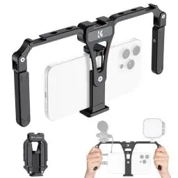 Produktbild: K&F CONCEPT Smartphone Video Rig,Handy Video Rig mit 3 Cold Shoe Mounts,Handy Griff Stabilisatorkäfig,Handy Stabilisator,Handy Video Halterung für iPhone,Samsung und andere Smartphone