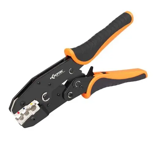 Produktbild: KF CPTEC Crimpzange für isolierte Kabelschuhe 0,5-6mm², Kabelschuhe Crimpzangen mit Ratschenfunktion, Kabelschuhzange für isolierte Stoßverbinder und Aderendhülsen - Aderendhülsenzange,Krimpzange