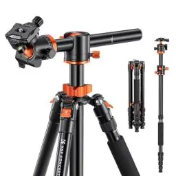 Produktbild: K&F Concept 170cm Kamera Stativ, T255A4(TM2515T1) Stativ mit 90 Grad Mittelsäulen Einbeinstativ-Funktion, Tripod mit 360° Kugelkopf, 1/4'' Gewinde Reisestativ